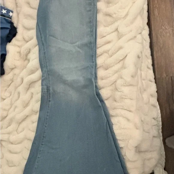 Free People Blue Flare Wide Leg Jeans - Picture 6 of 6